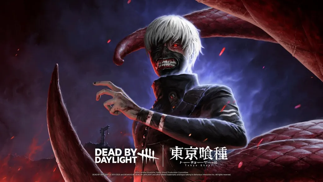 Character Game of Kaneki Ken from Tokyo Ghoul around tentacles in a background of chaos